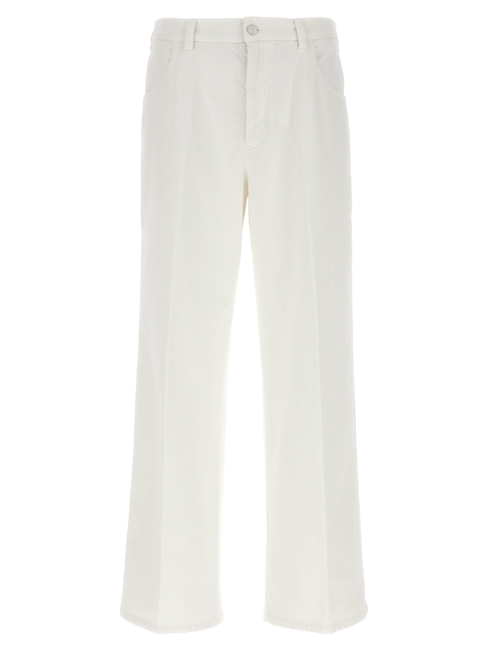 White Cotton Casual Pants