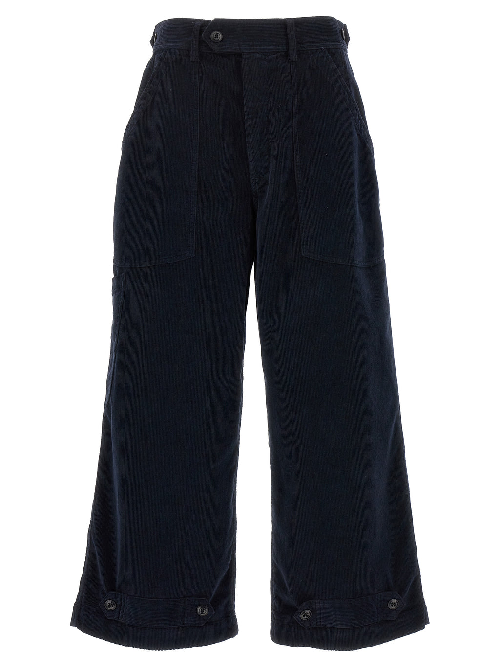 Blue Cotton Casual Pants