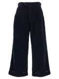 Blue Cotton Casual Pants