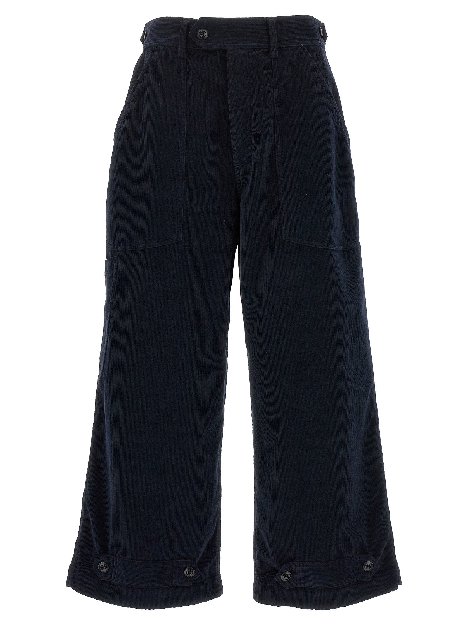 Blue Cotton Casual Pants
