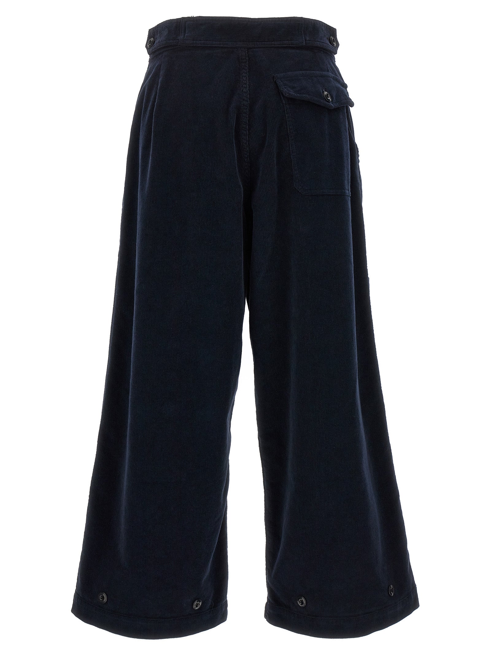 Blue Cotton Casual Pants