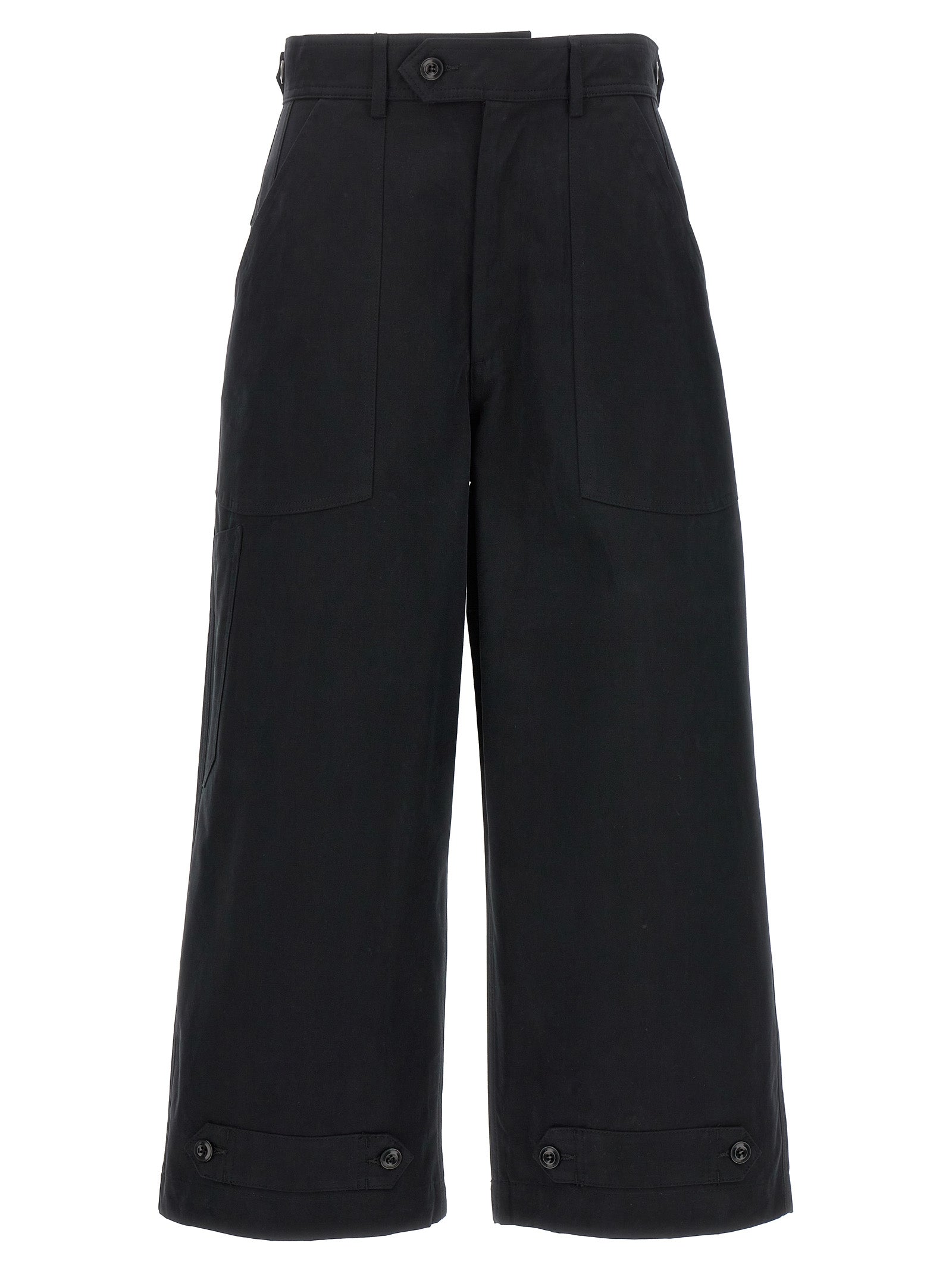 Black Cotton Casual Pants