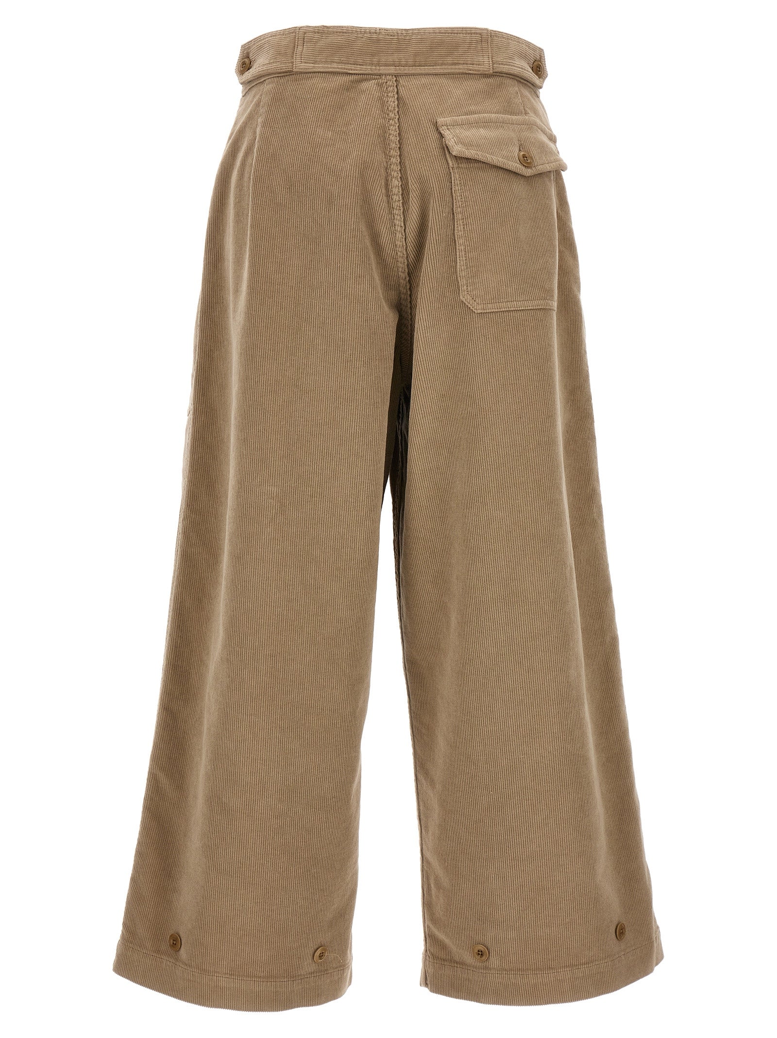 Beige Cotton Casual Pants