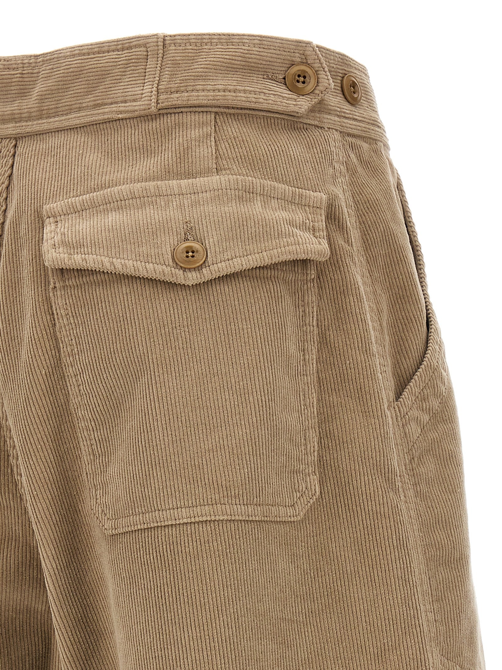 Beige Cotton Casual Pants