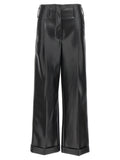Black Polyester Casual Pants