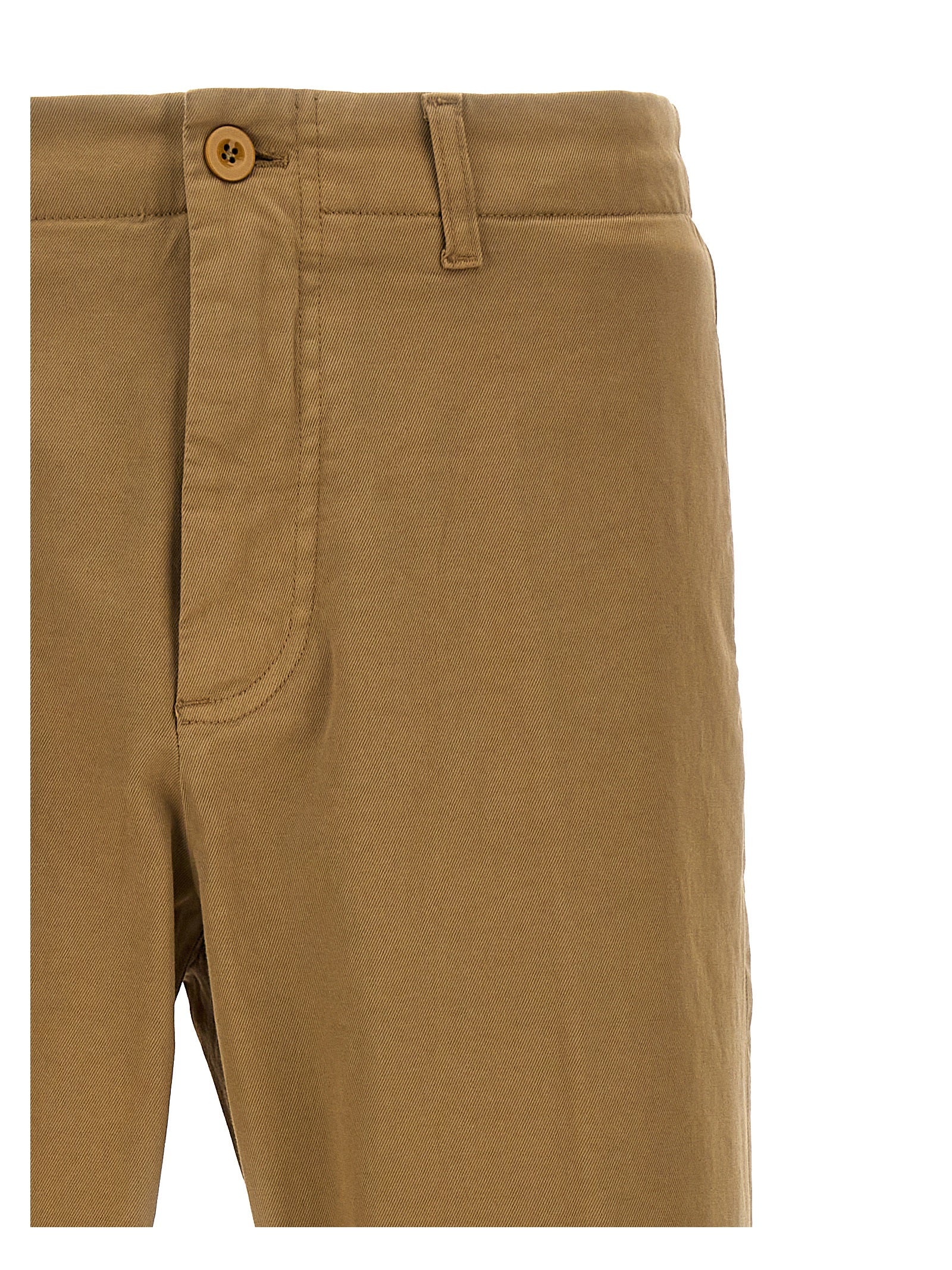 Beige Cotton Casual Pants