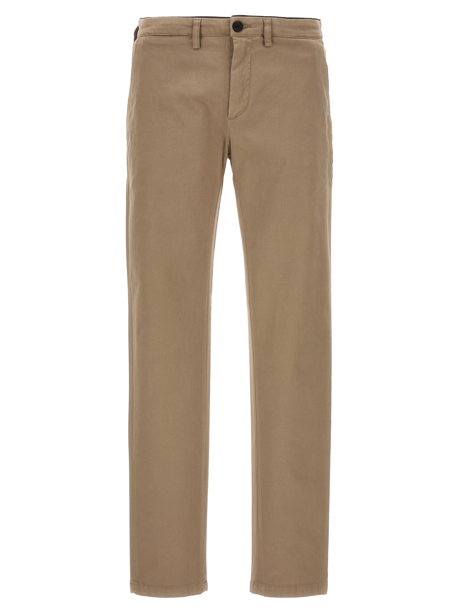Beige Cotton Casual Pants