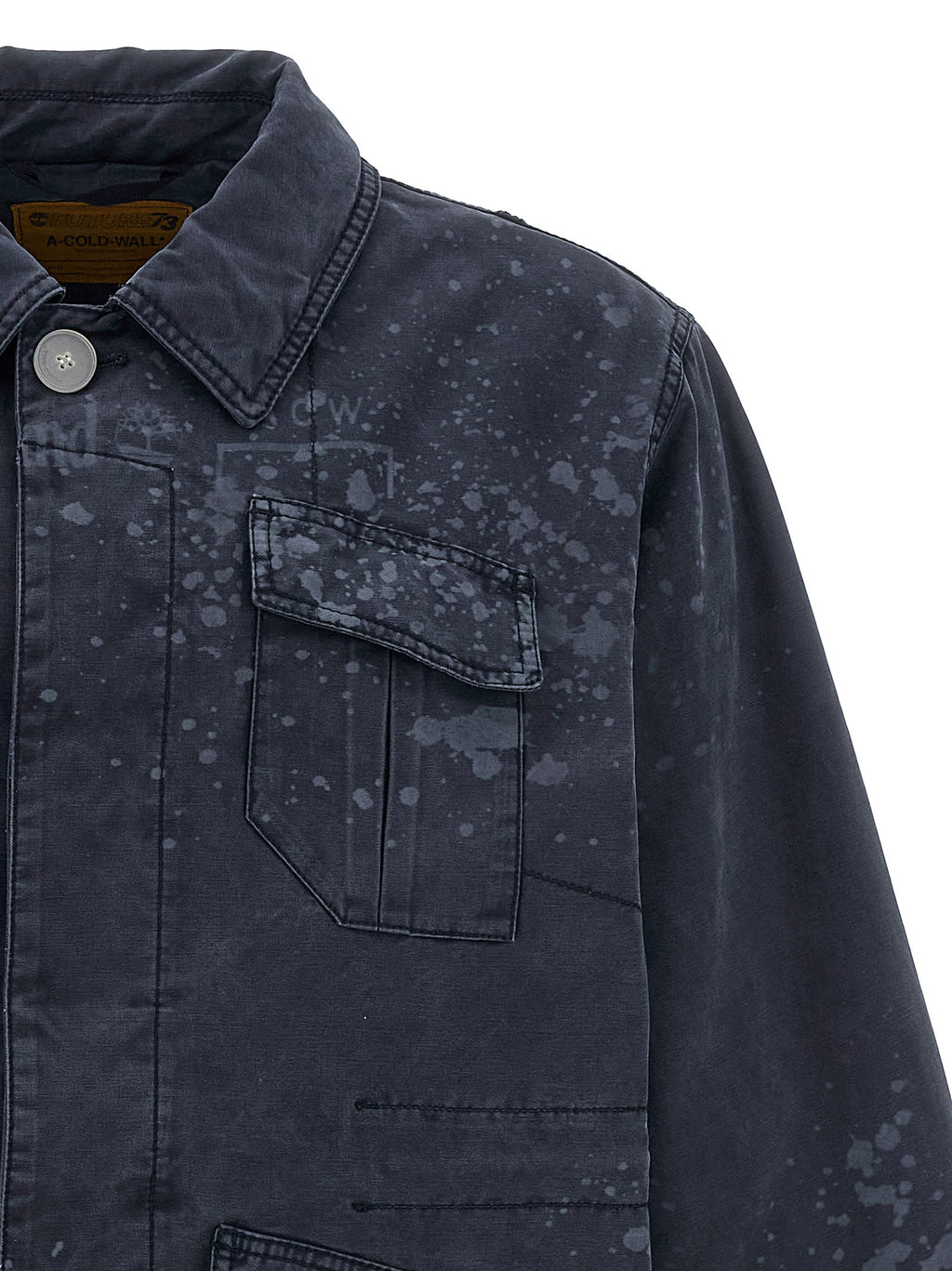 Blue Cotton Full-Length Jacket
