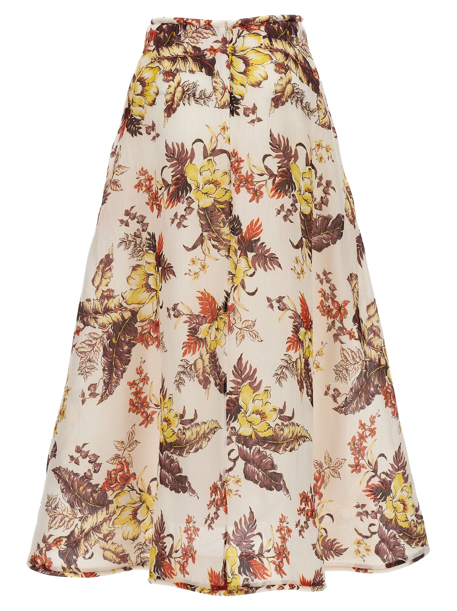 Multicolor Linen Midi Skirt