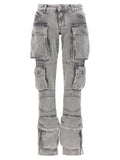 Gray Cotton Cargo Pants