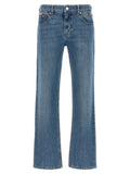 Blue Cotton Cropped Jeans