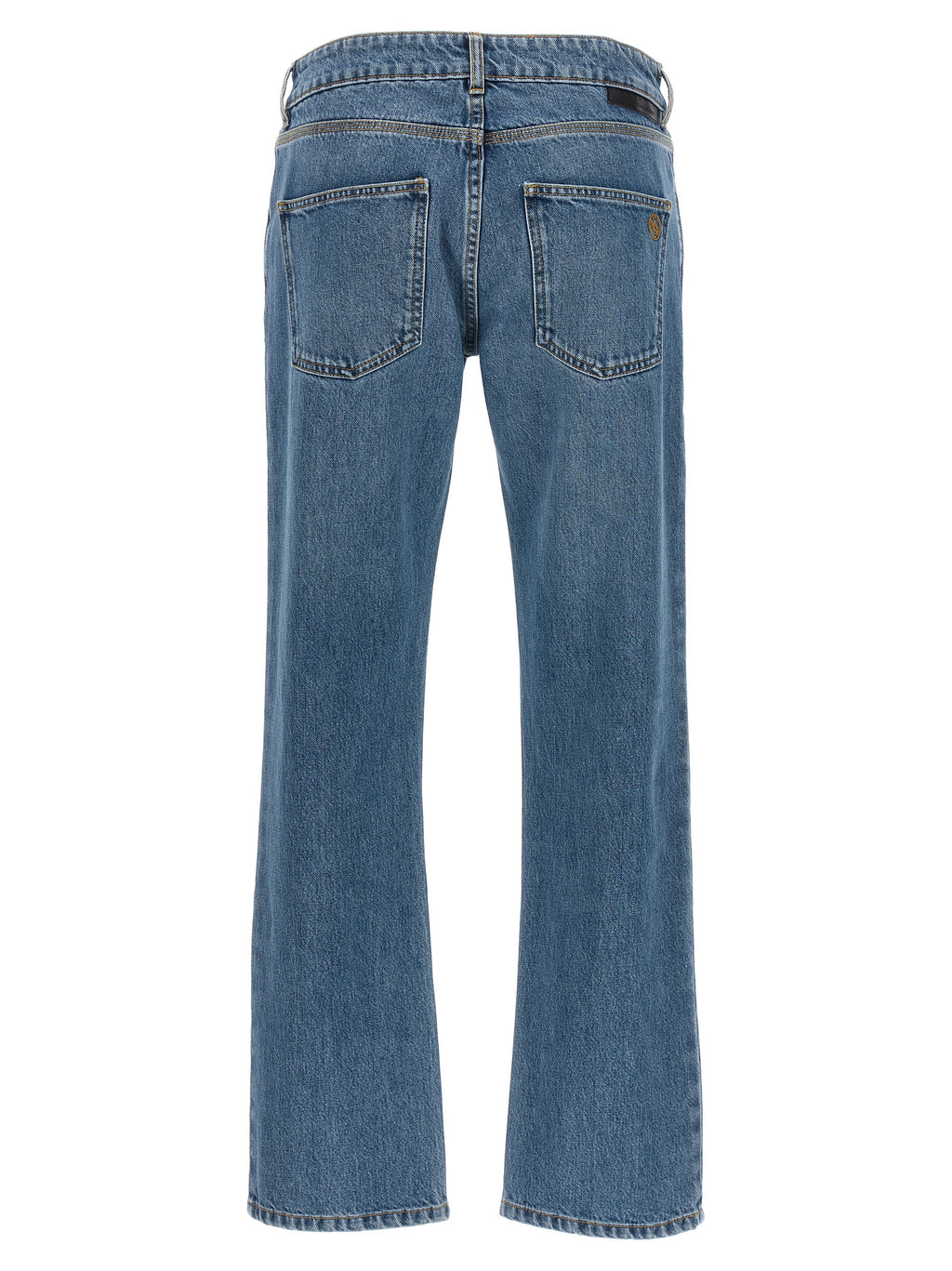 Blue Cotton Cropped Jeans