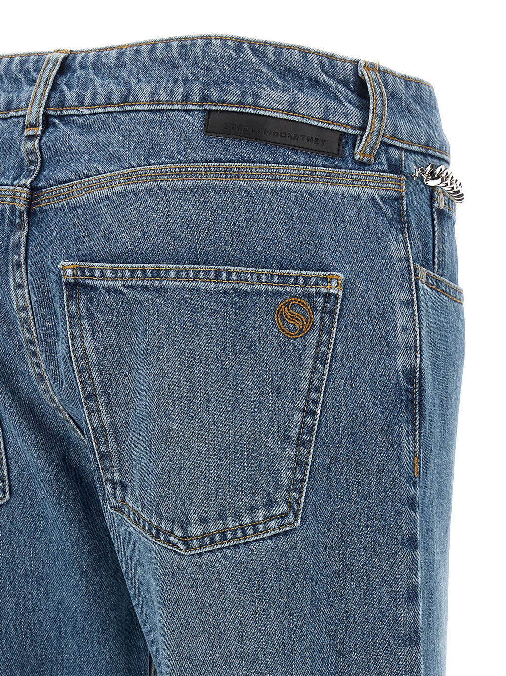 Blue Cotton Cropped Jeans