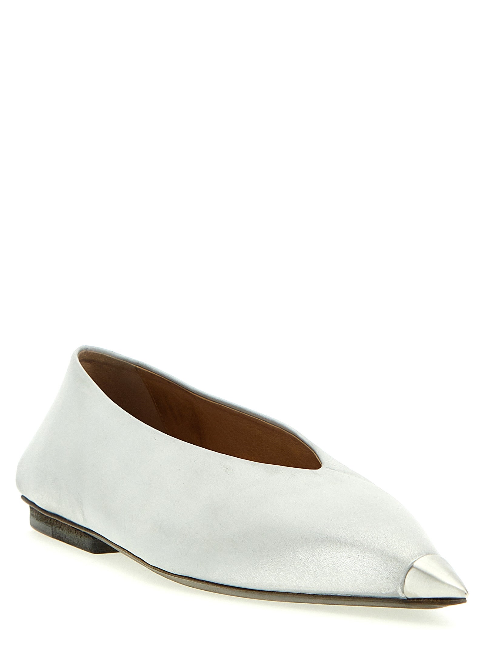 Silver Calfskin Ballet Flats