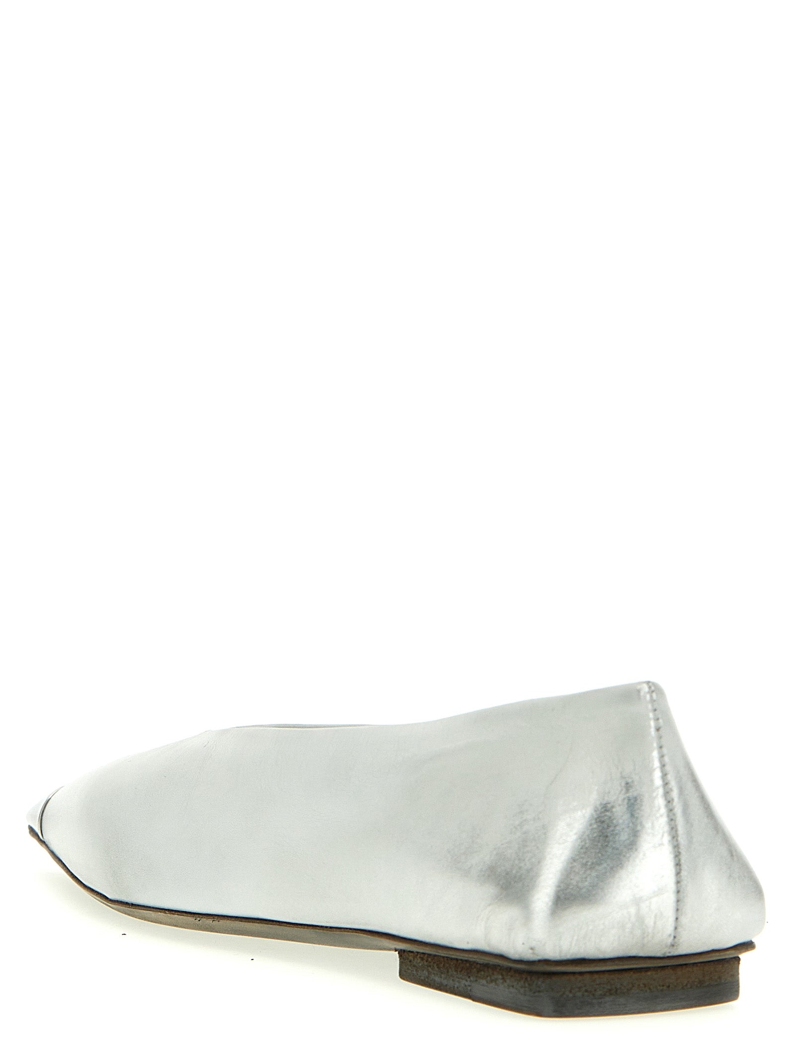 Silver Calfskin Ballet Flats