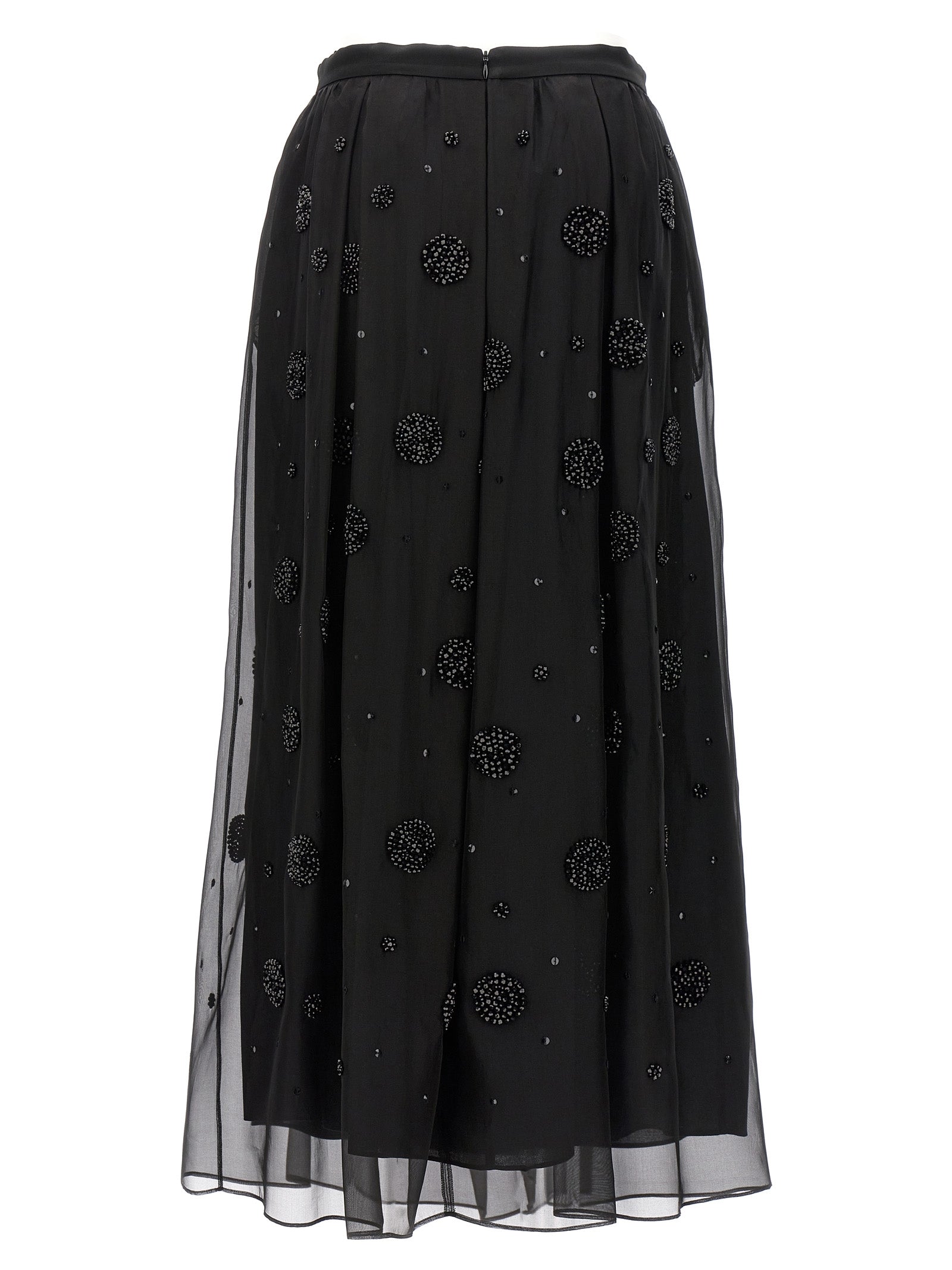 Black Silk Midi Skirt