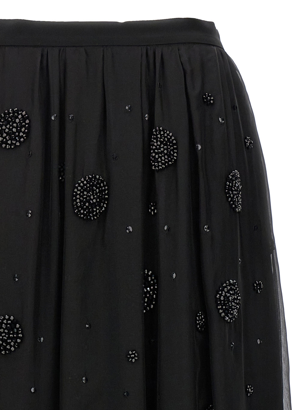 Black Silk Midi Skirt