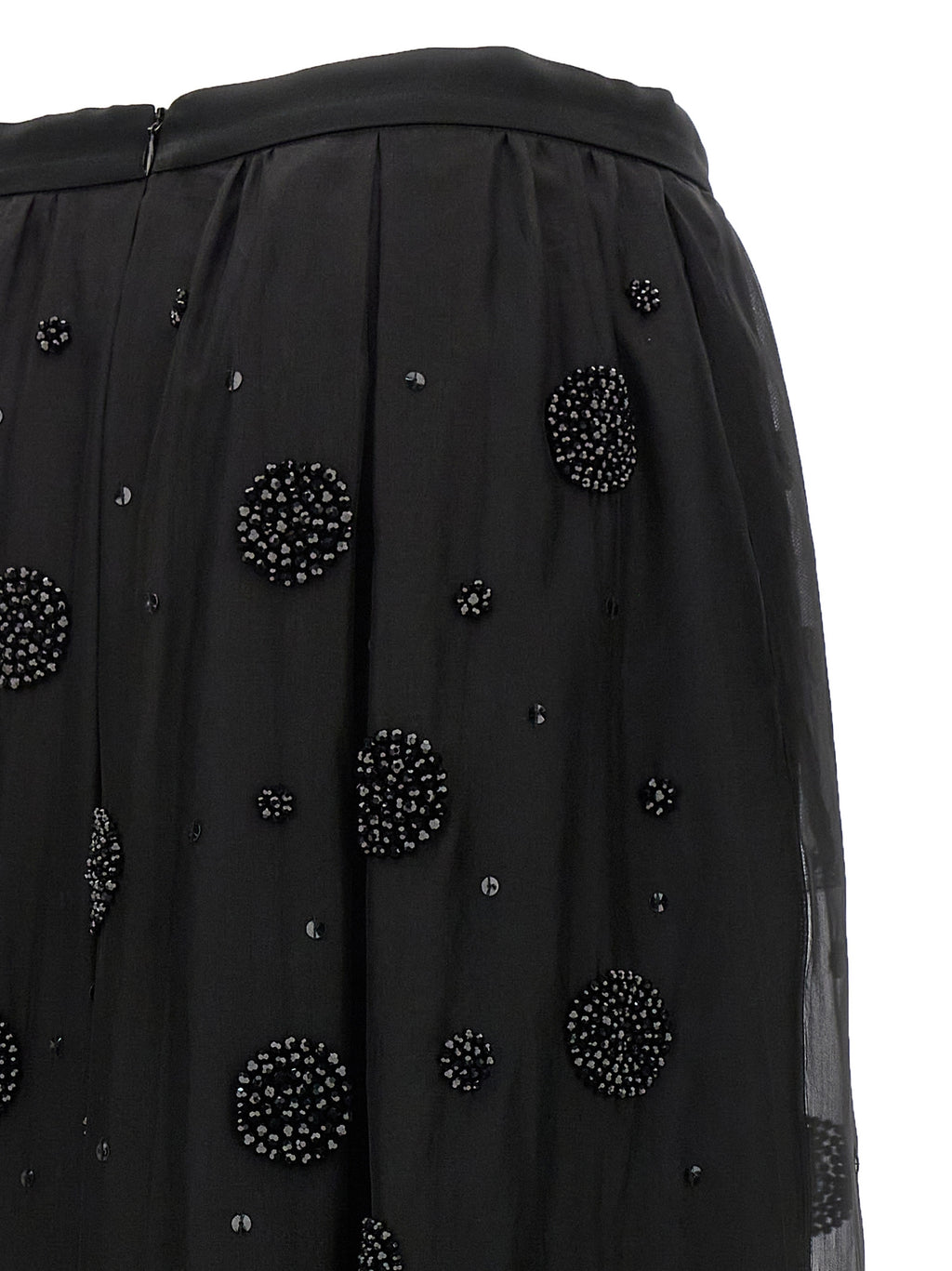 Black Silk Midi Skirt