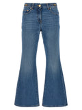 Blue Cotton Flared Jeans