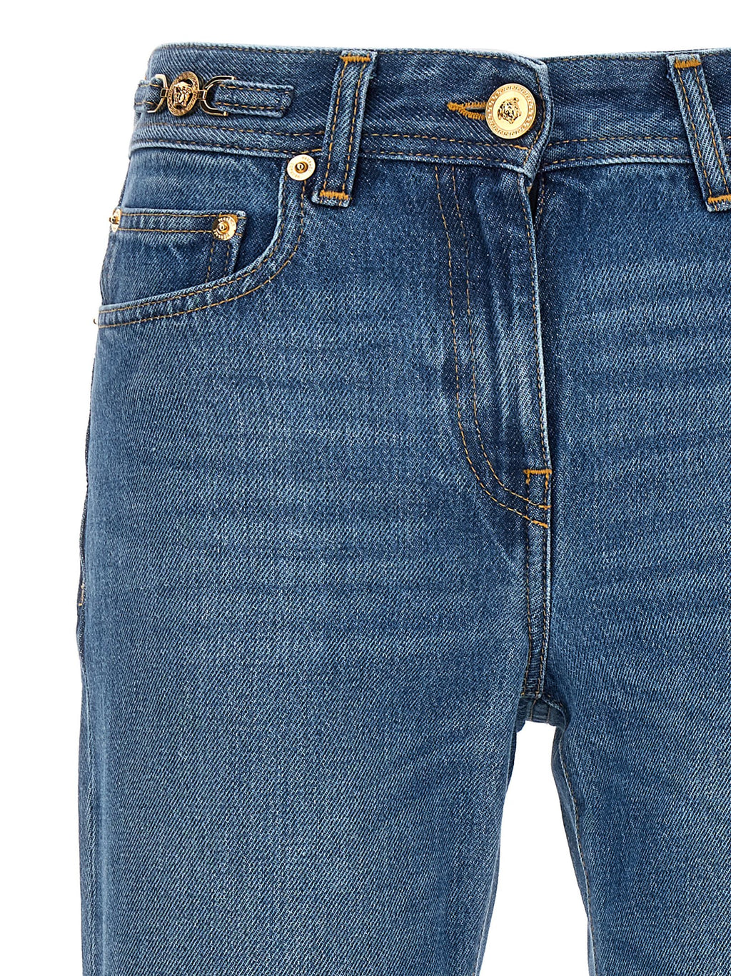 Blue Cotton Flared Jeans