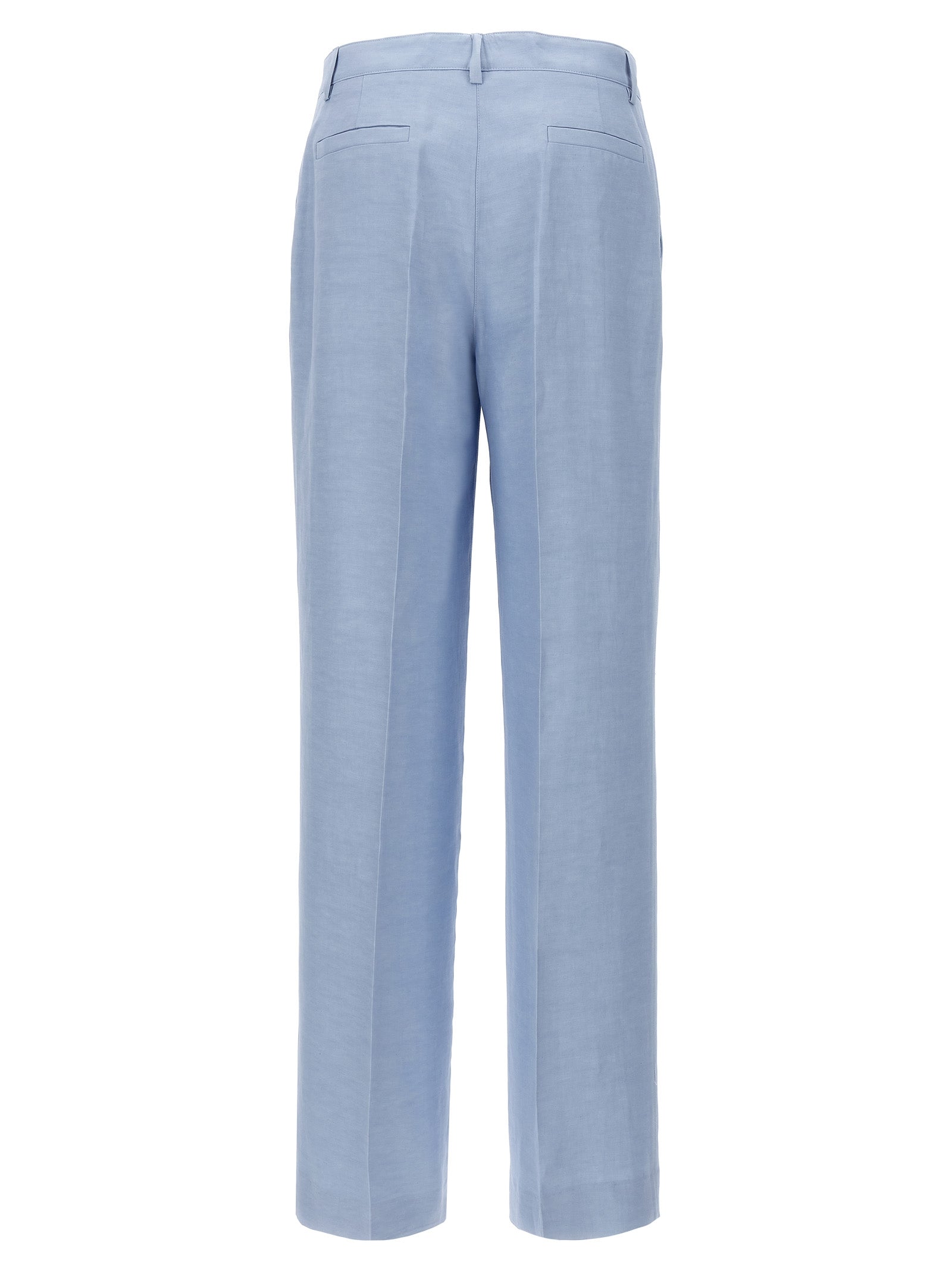 Blue Viscose Casual Pants