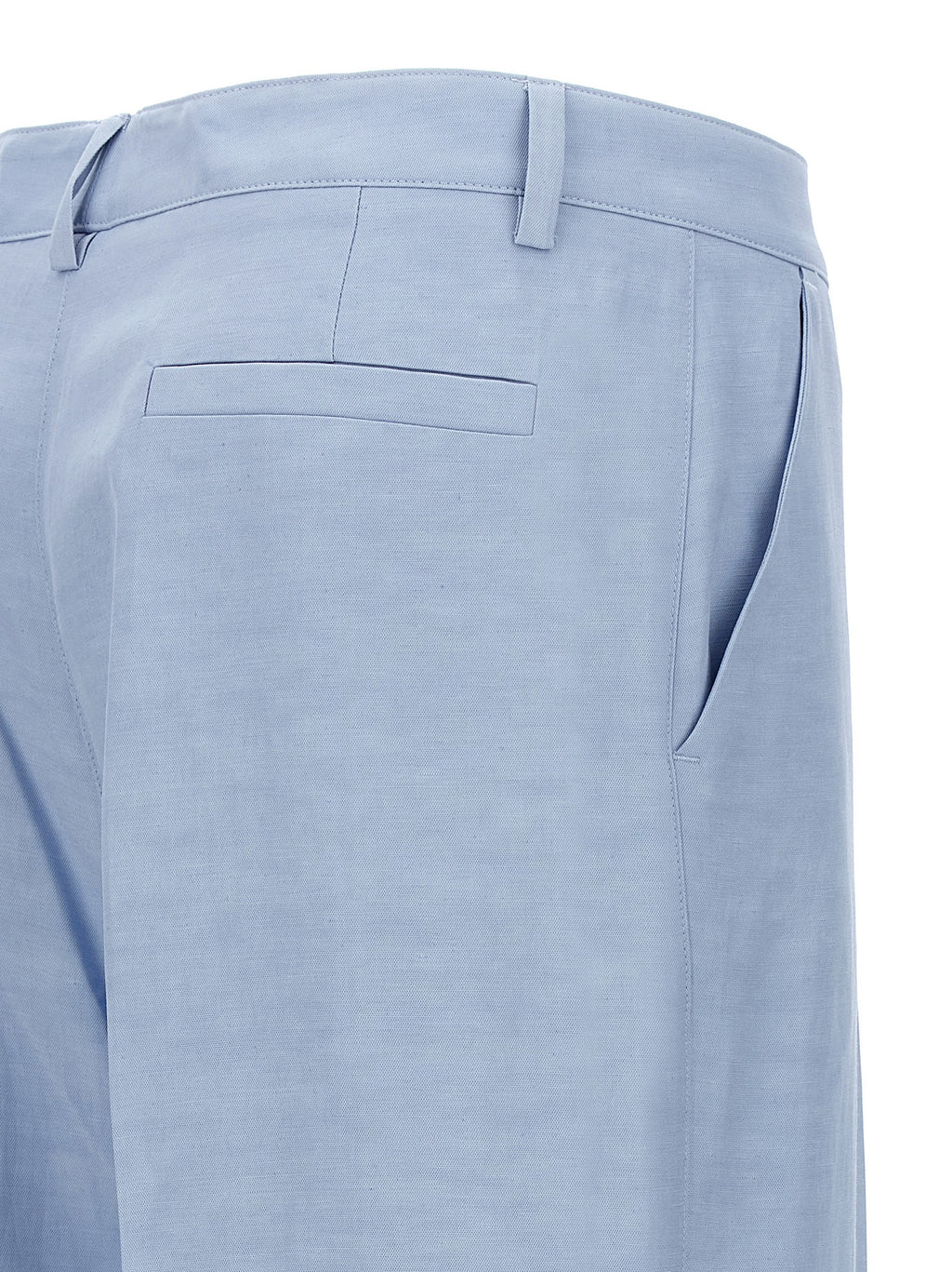 Blue Viscose Casual Pants