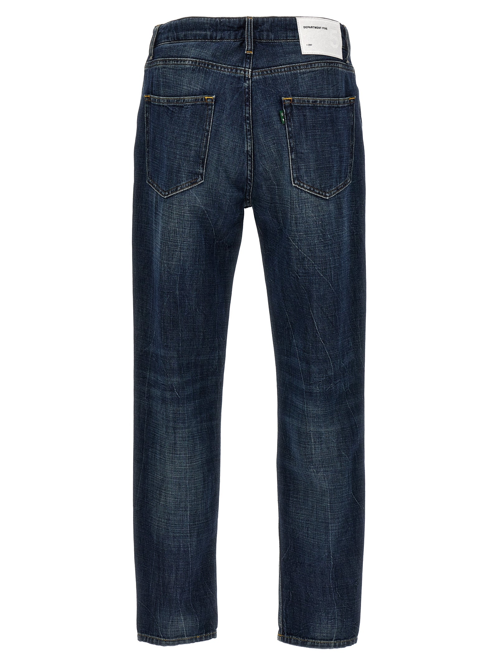 Blue Cotton Straight-Leg Jeans