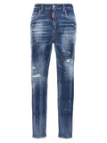 Blue Cotton High-Waisted Jean