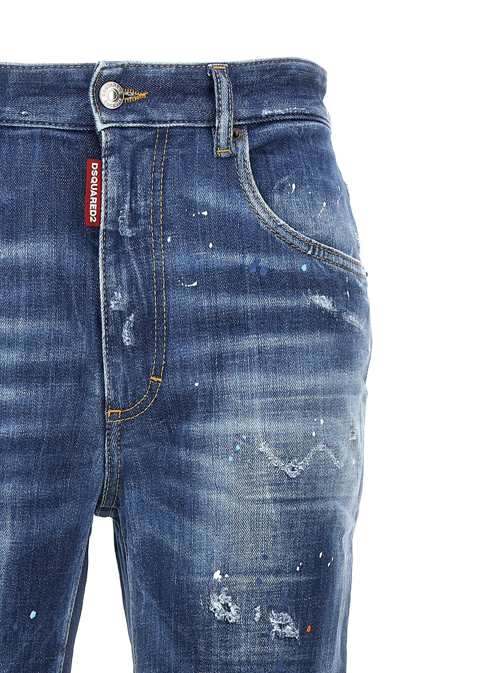 Blue Cotton High-Waisted Jean
