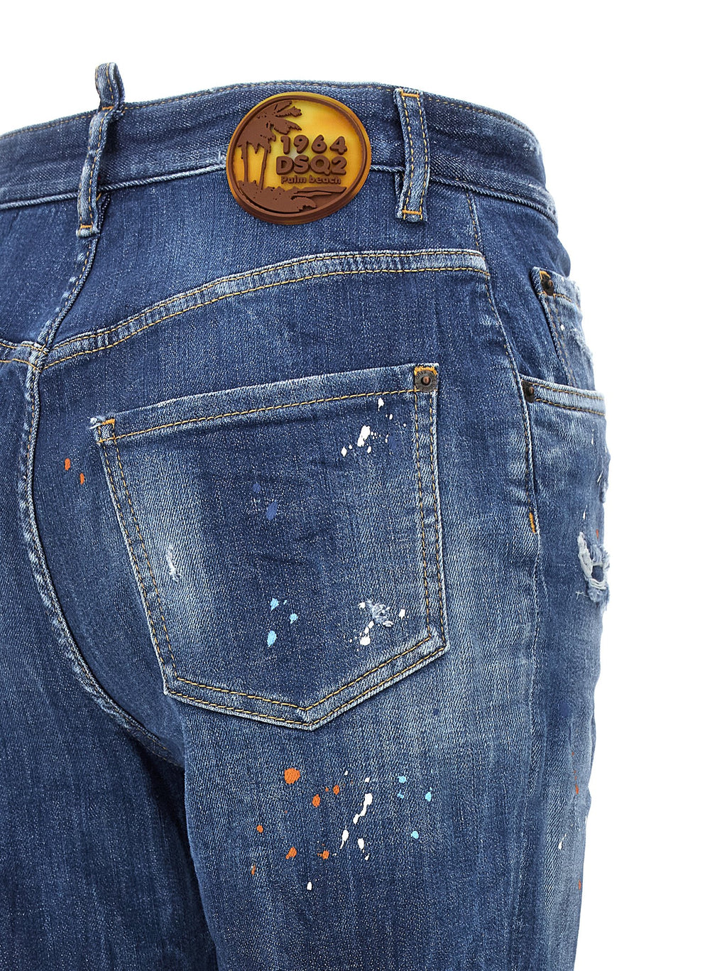 Blue Cotton High-Waisted Jean