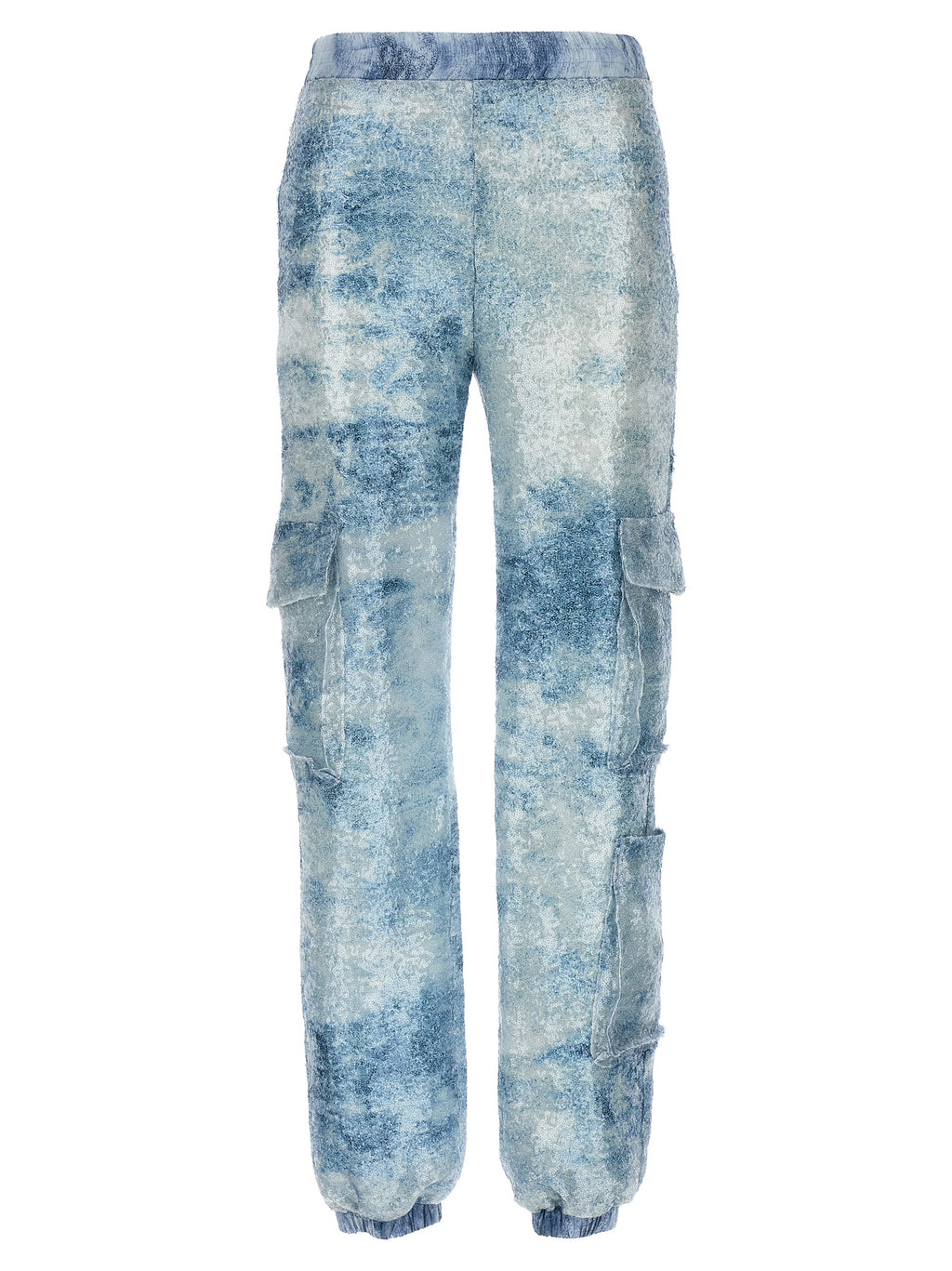 Blue Polyester Cargo Pants