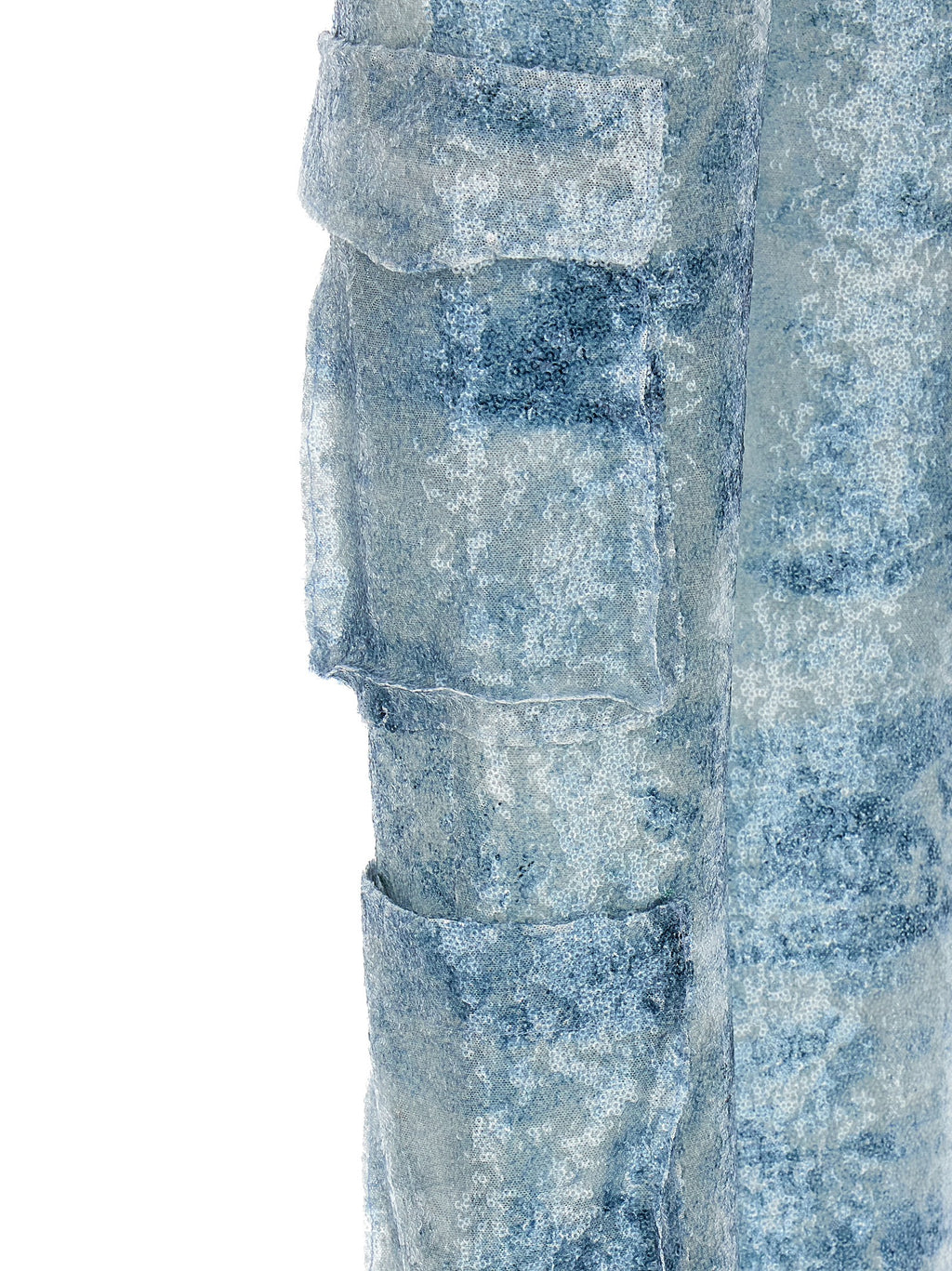 Blue Polyester Cargo Pants