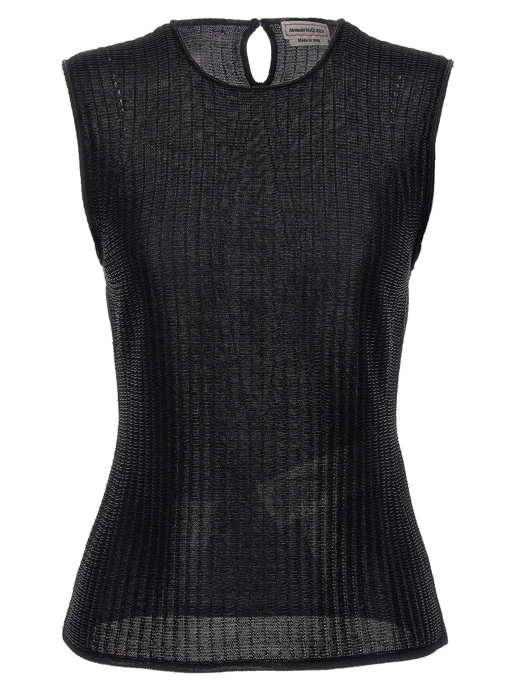 Black Viscose Sleeveles T-Shirt