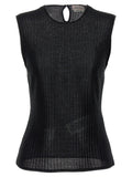 Black Viscose Sleeveles T-Shirt
