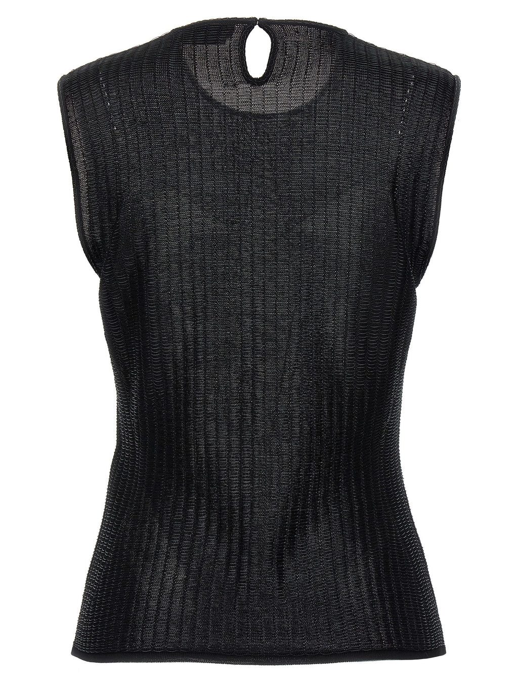 Black Viscose Sleeveles T-Shirt