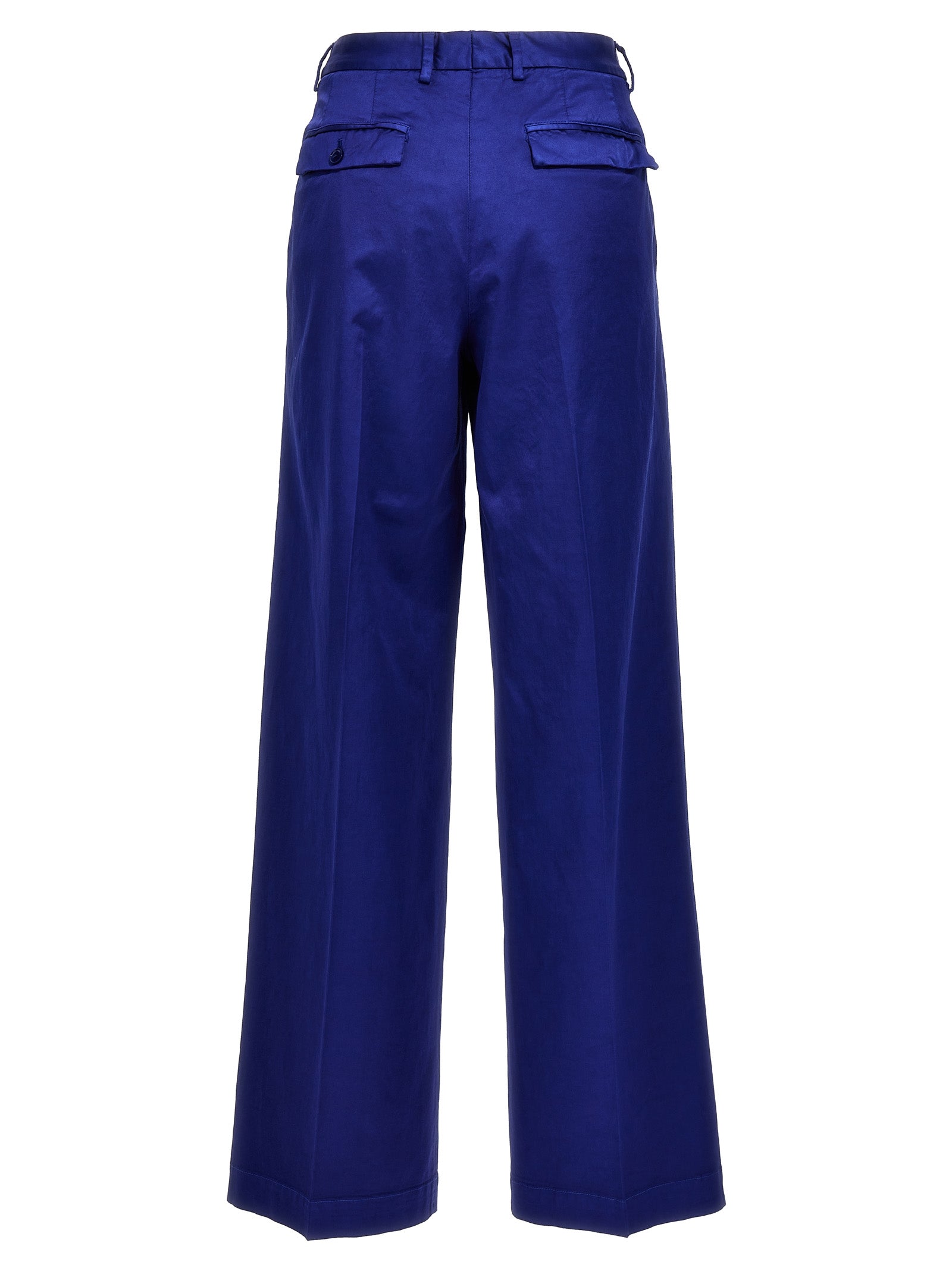 Blue Cotton Casual Pants