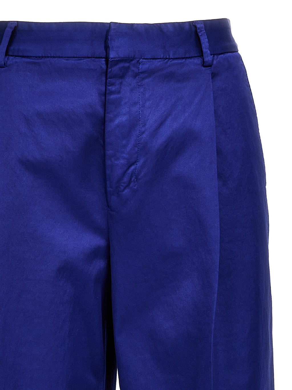 Blue Cotton Casual Pants