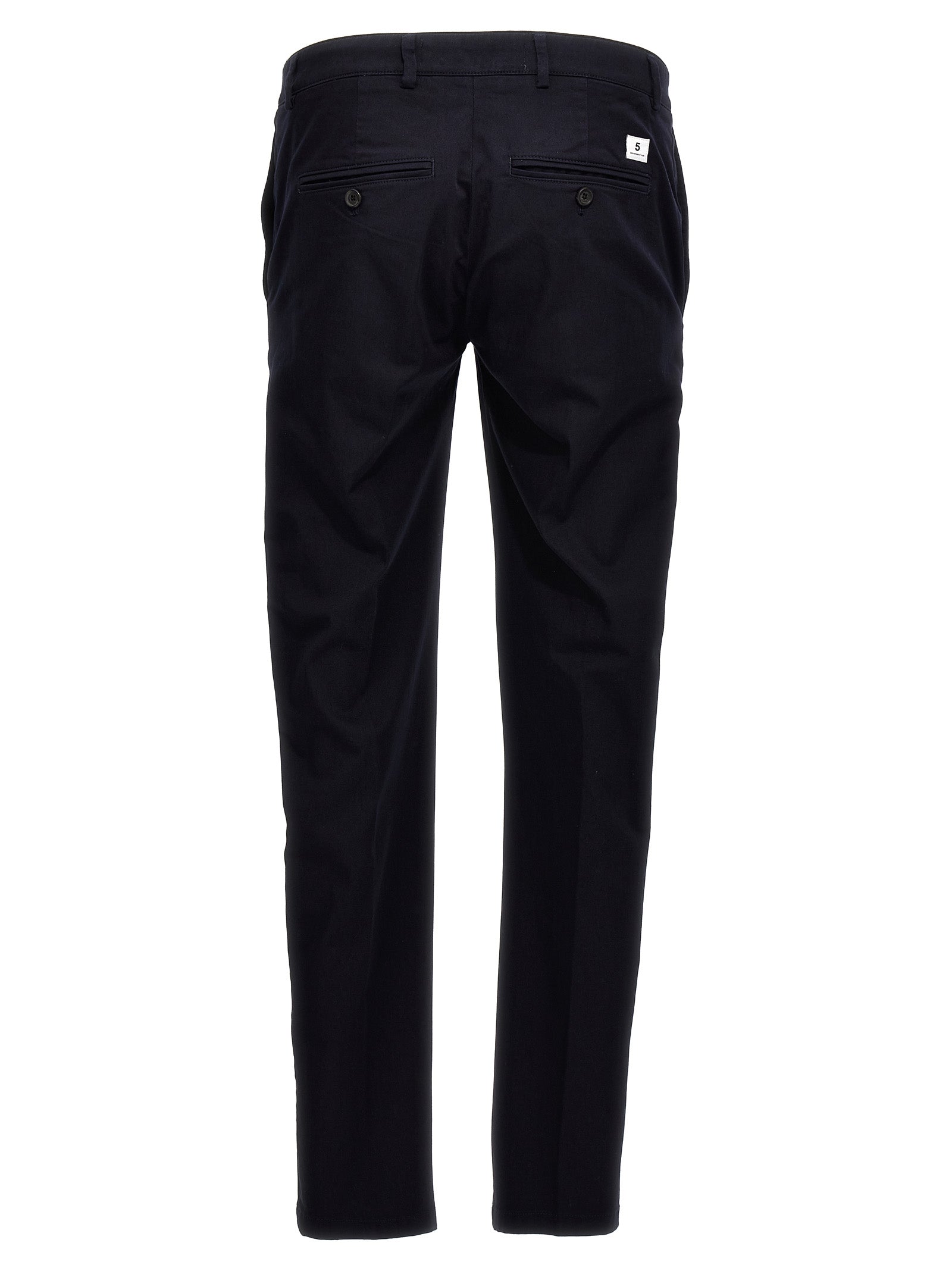 Blue Cotton Casual Pants