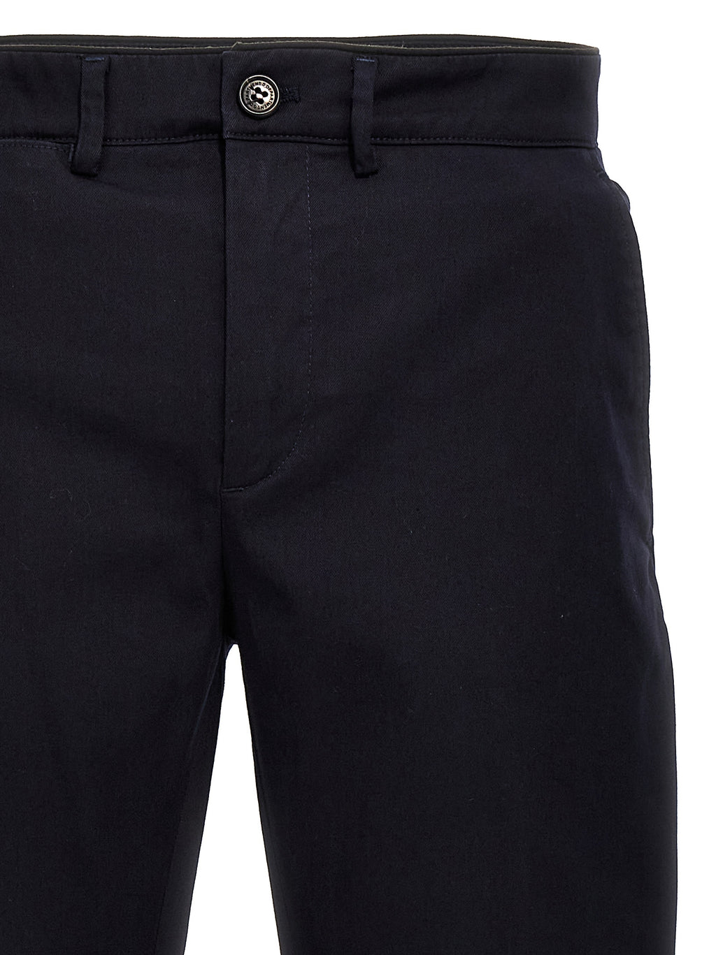 Blue Cotton Casual Pants