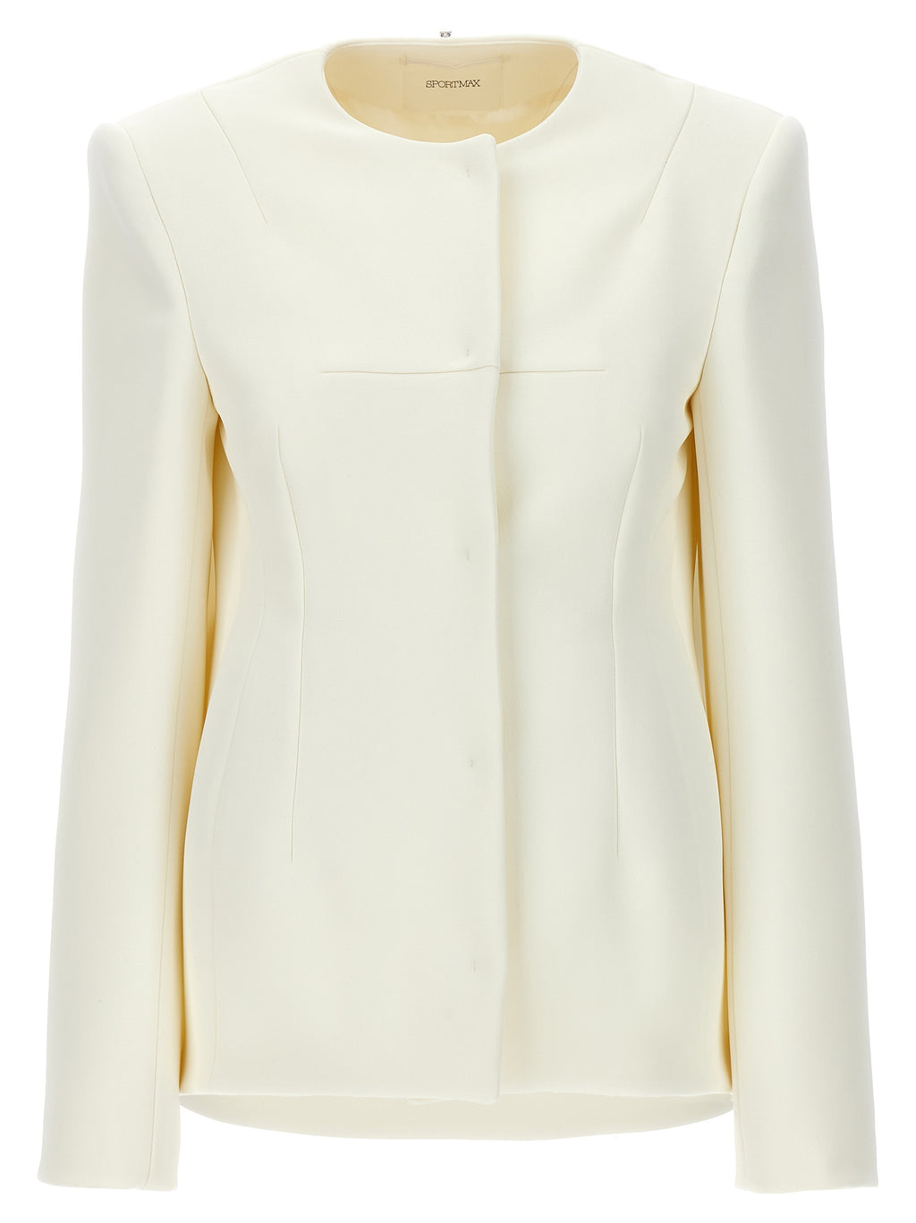 White Polyester Full-Length Jacket