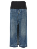 Blue Cotton Mini Skirt