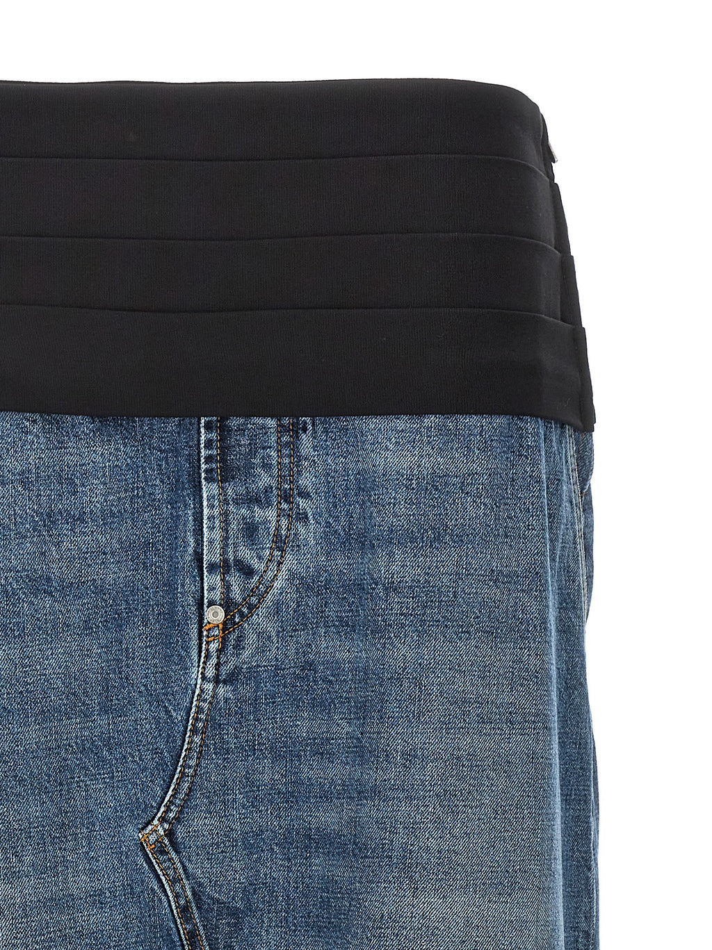 Blue Cotton Mini Skirt