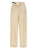 Beige Wool Casual Pants