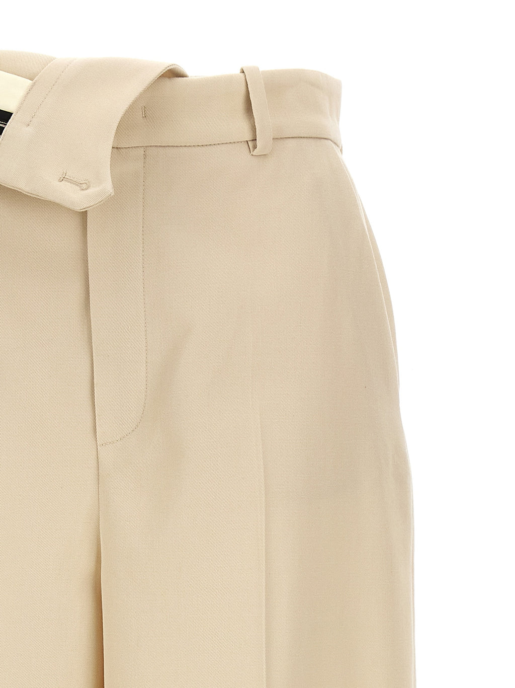 Beige Wool Casual Pants