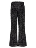 Black Polyester Flared Pants