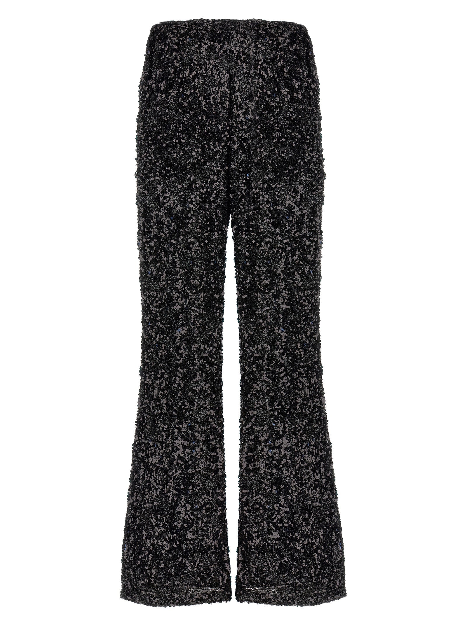 Black Polyester Flared Pants