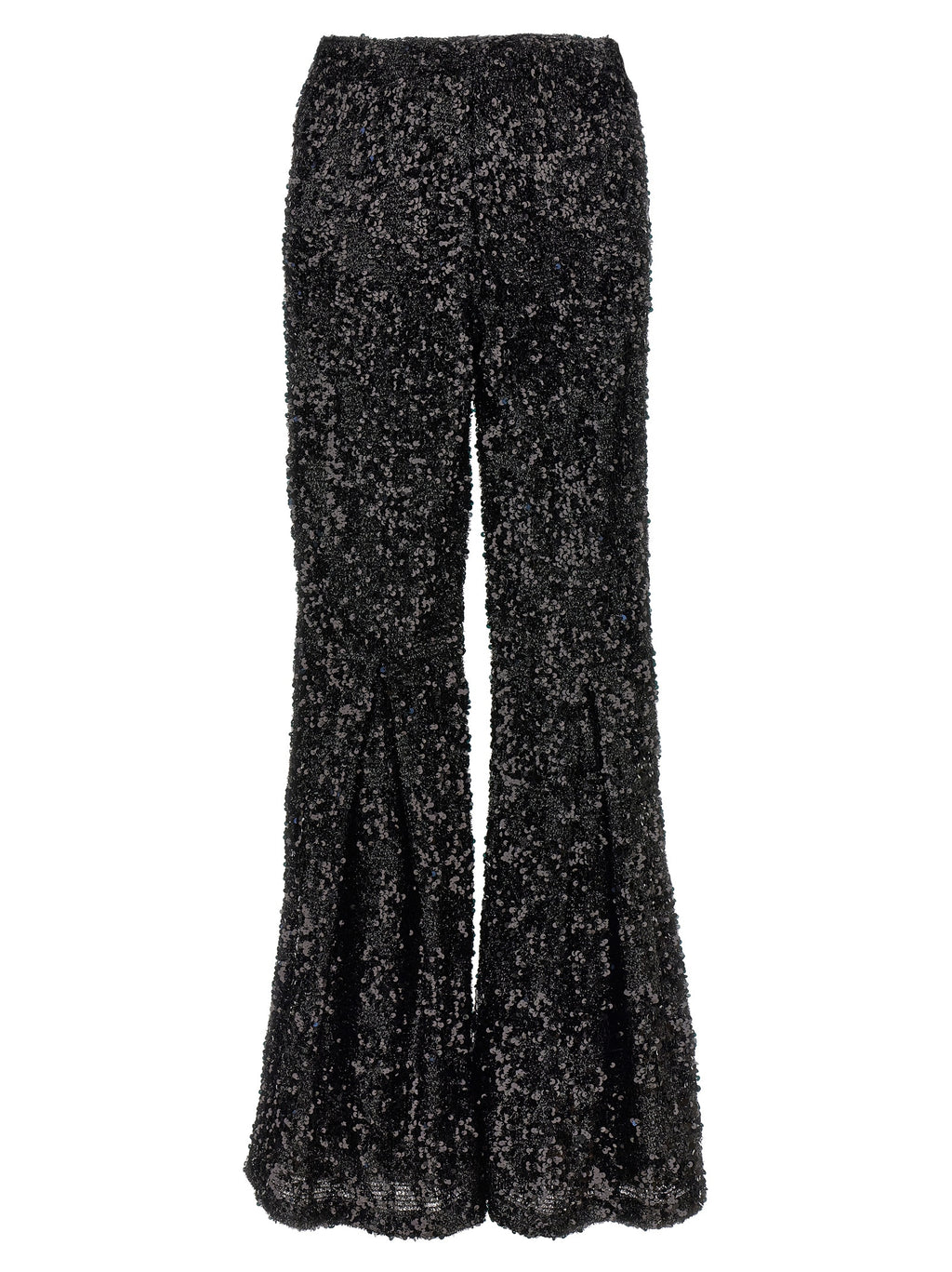 Black Polyester Flared Pants
