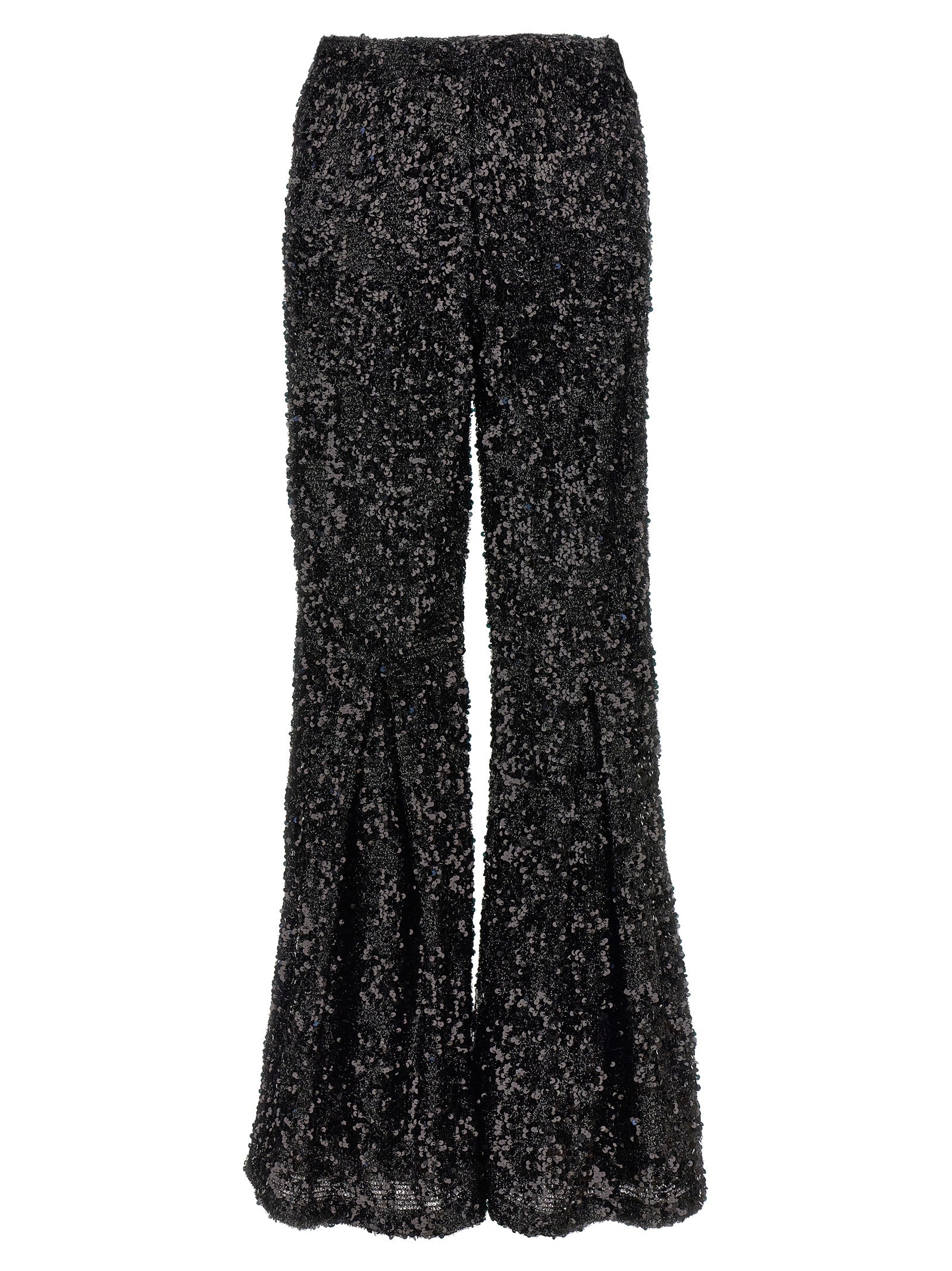 Black Polyester Flared Pants