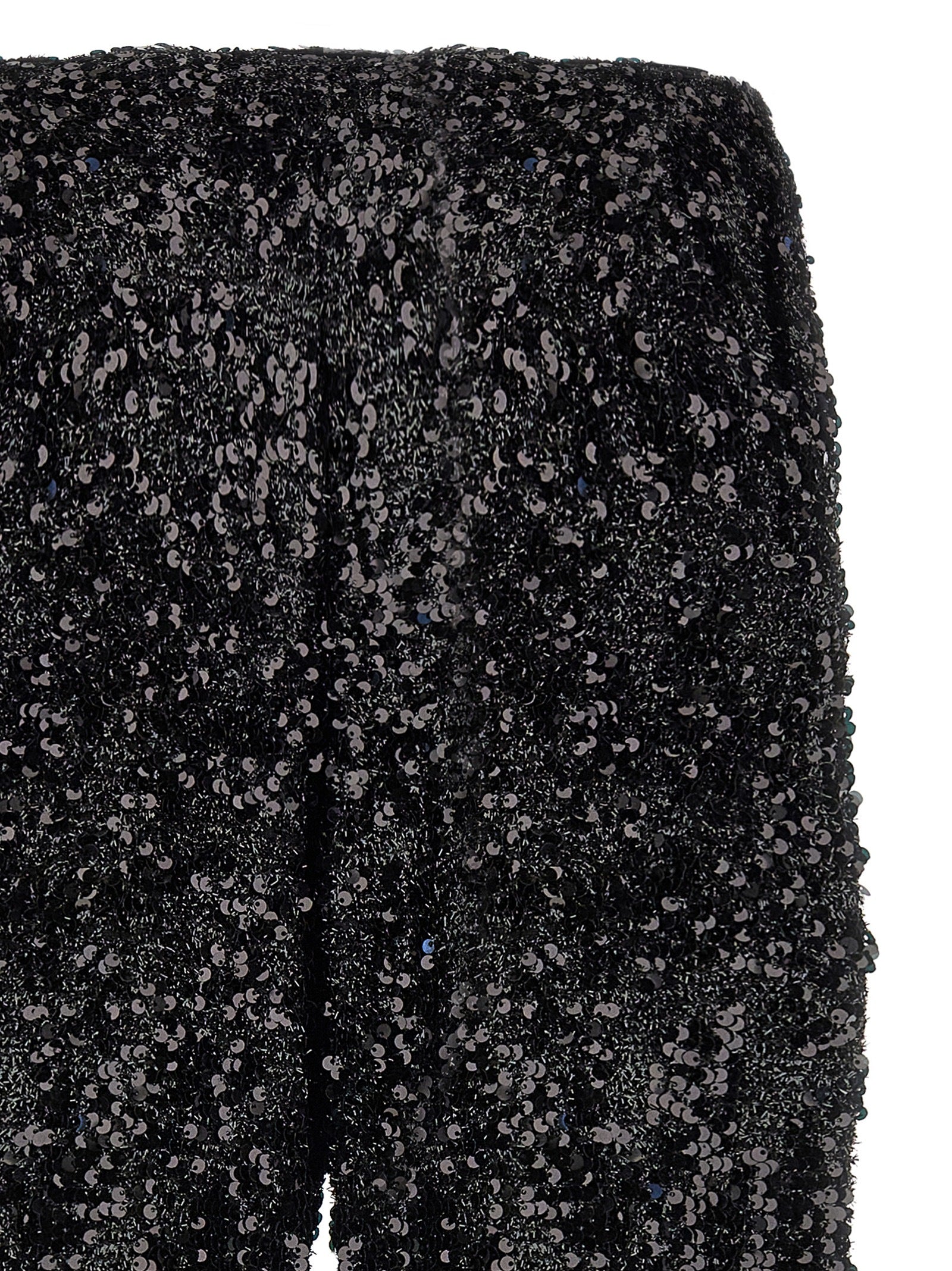 Black Polyester Flared Pants