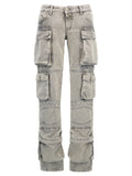 Gray Cotton Cargo Pants